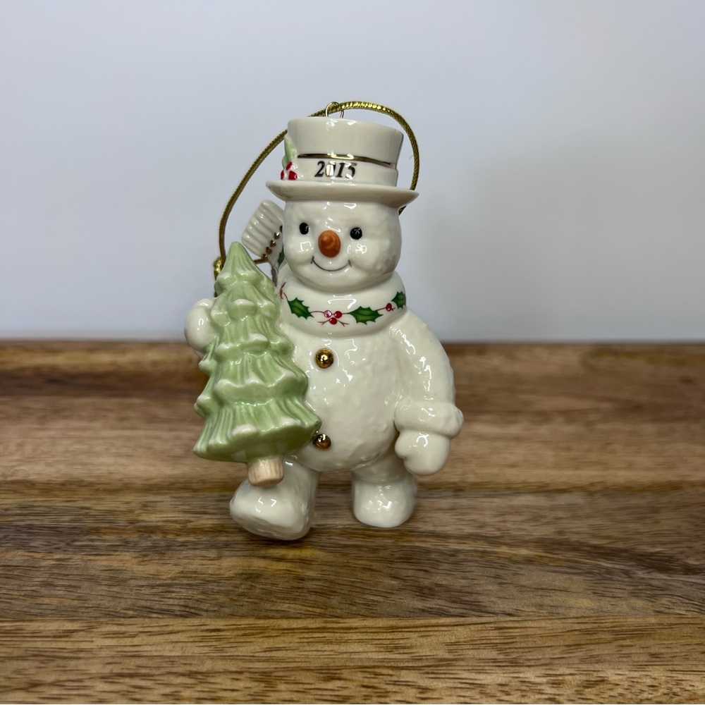 Lenox Porcelain 2015 Snowman HAPPY HOLLY DAYS Ornament